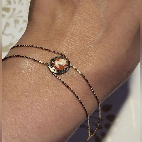 Vintage 14k Gold Vermeil Danecraft Cameo Braclet - Picture 1 of 6
